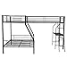 Polibi L-Shaped Metal Corner Bunk Bed with Two Ladders, Twin Over Full Bunk Bed with Twin Loft Bed and Desk, Black