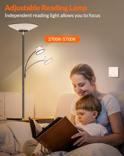 Bright LED Floor Lamp with Remote for Living Room and Bedroom