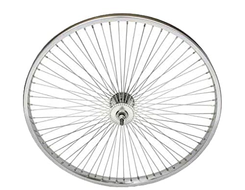 Lowrider Bike 24 Steel Front Wheel 72 Spoke 14g UCP 3/8 Axle Single Wall Chrome.
