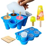 Midnadiy Collapsible Silicone Popsicle Molds with Sticks - 6-Cavity Homemade Ice Pop Mold for Toddlers, Large Frozen Ice Cube Tray, Easy Release Ice Cream Mold, BPA Free & Easy to Use