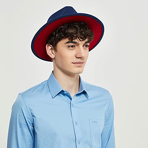 Image of jingsha Fedora Hats for Men & Women Wide Brim Fedora Felt Panama Hat Men's Dress Hats with Belt Buckle