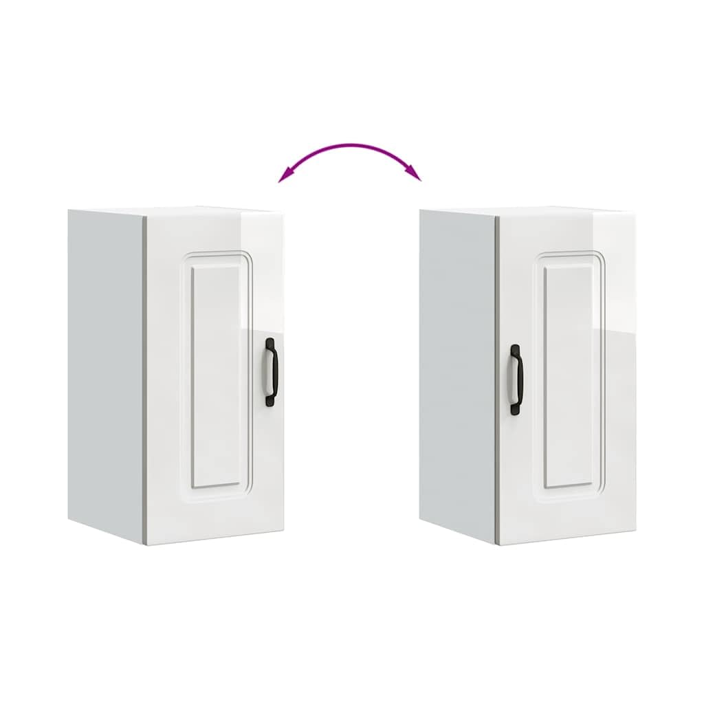 vidaXL Armoire Murale de Cuisine Kalmar Blanc Brillant Bois ingénierie, Meuble Mural de Cuisine, Armoire pour Mur de Cuisine, Armoire Murale avec Porte