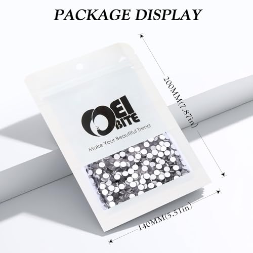 Image of Black Flatback Rhinestones, Glass Rhinestones for Nail Art and Craft, Glue Fix, Loose Crystal Gemstones(Black, SS16, 2880pcs, 3.8-4.0mm)