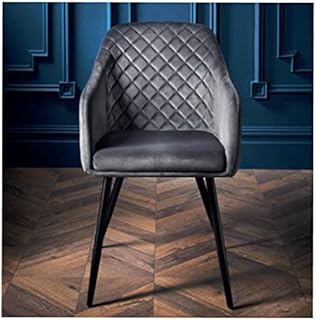 spot on dealz® Accent Chair Velvet Dining Chairs Side Armchair Living Room Armchairs Comfortable Grey Sofa Cushion Lounge Chair Black Metal Legs Occasional Furniture