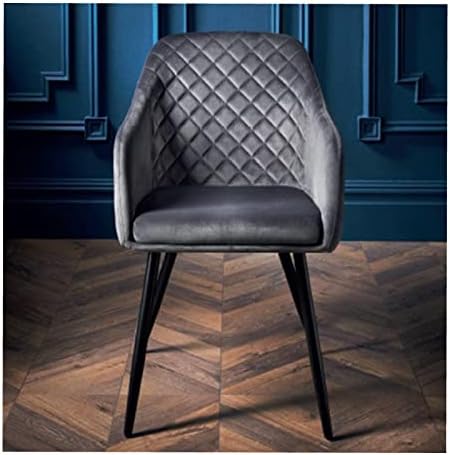 spot on dealz® Accent Chair Velvet Dining Chairs Side Armchair Living Room Armchairs Comfortable Grey Sofa Cushion Lounge Chair Black Metal Legs Occasional Furniture