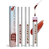 3PCS Peel-Off Lipliner Set – Wasserdichter & Langanhaltender Lippenstift, Hochpigmentierter Lip Stain für Präzises Make-up bei Galadinner, Partys und im Alltag (Farben: Kakao, Rotbraun, Nude)