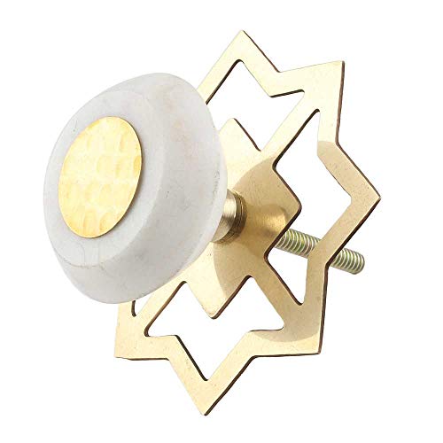 IndianShelf - Pomos de tocador de 16 piezas, hechos a mano, estilo vintage, color blanco para habitación de los niños, tiradores de cajón de piedra antigua, pomos planos para gabinete Cover
