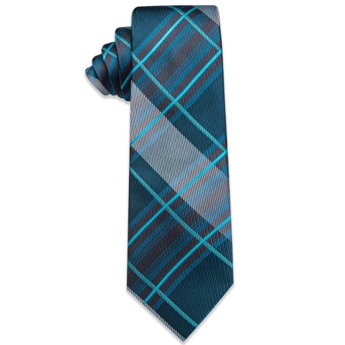 Image of YourTies Men's Neckties Striped Tie and Plaid Neckties for Men Woven Silk Tie Gold Tie Clip Set