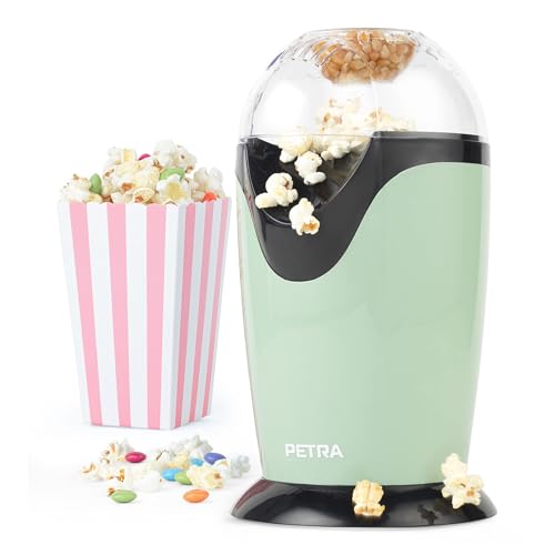 Petra Machine à Pop-corn à Air Chaud Rapide - Sans Huile, sans Graisse, avec Tasse à Mesurer et Couvercle Supérieur Amovible, Appareil à Popcorn Sans BPA , Prêt En 3 Minutes, 1200W