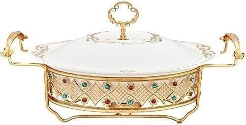 Chef Chafing Dish Buffet Set with Diamond Decoration, Round Chafer & Buffet Warmer for Catering, Parties & Kitchen Use(2l) ()