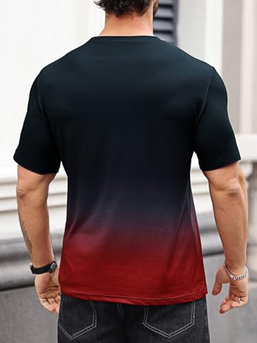 SOLY HUX Men's Graphic Tee Letter Print Gradient Crew Neck Short Sleeve Casual Streetwear T Shirt Tops2
