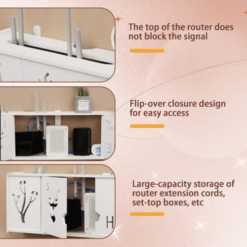 Boîte couverture pour modem et support WiFi mural discret 40x9.5x20 cm