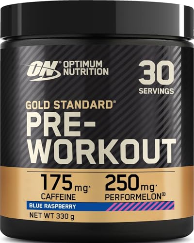 Optimum Nutrition Gold Standard Pre-Entreno en Polvo, Bebida Energética Sabor Frambuesa Azul, 330g, 30 Servicios