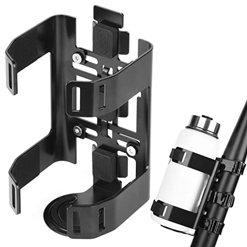 Cosmos Bike Water Bottle Holder Motorcycle Bottle Cage Rack for Bicycle Road Bike Mountain Biks Golf Cart Scooter Parasol - Adjustable Size Fits for Diameter 2.5” - 3” Bottles & Two-Way Installation