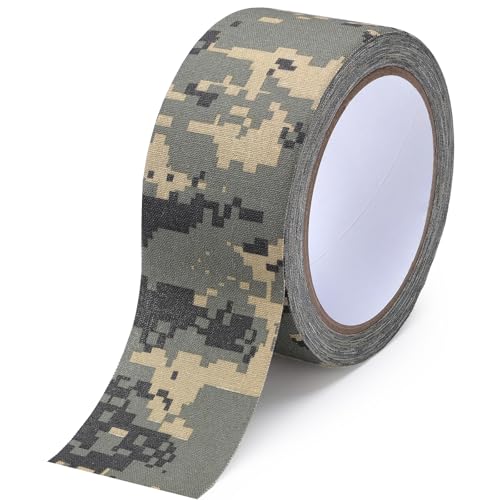 Treaful Camo Duct Tape 1 Roll 2 in x 10.9 yd Adhesive Camouflage Stealth Silencing Strips Camo Wrap Tape Grip Stretch Bandage for Outdoor Sports Hunting Camping Gear Protective-Digital Camo