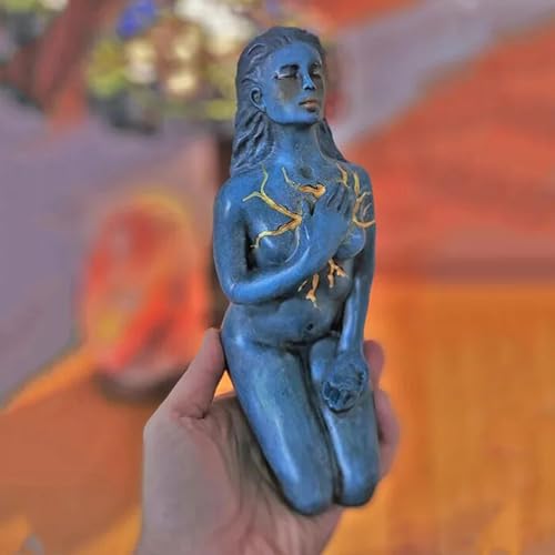 Escultura Diosa del Amor Propio 6.7in Azul Resina miniatura 5
