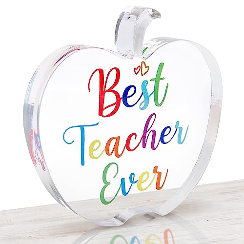 HONMOK Teacher Gifts, Thank You Gifts for Teacher Best Teacher Ever Gifts, Apple Shaped Acrylic Plaque