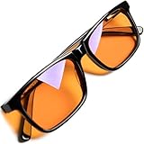 the HEALTH LISTS THL Blue Light Blocking Reading Glasses for Better Sleep - Amber Orange Computer Filter Anti Eye Strain Lenses (Black) Wide Fit