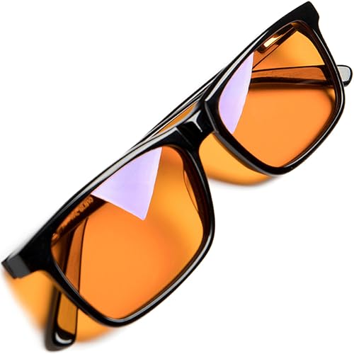 Orange Blue Light Blocking Glasses for Better Sleep - 99.5% Premium Acetate Computer Migraine Glasses for Women & Men - Amber Gaming Glasses - TV Blue Light Blockers Gamer Glasses for Eye Strain