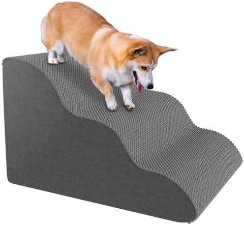 Pet Stairs for Small Dogs and Cats, Comfortable Curved Design wit...
