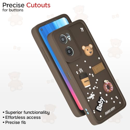Image of Pikkme Back Cover for Oneplus Nord Ce 2 5G | Cute Fun Cartoon 3D Bear Silicone Full Body Protection Bumper Case (Brown)