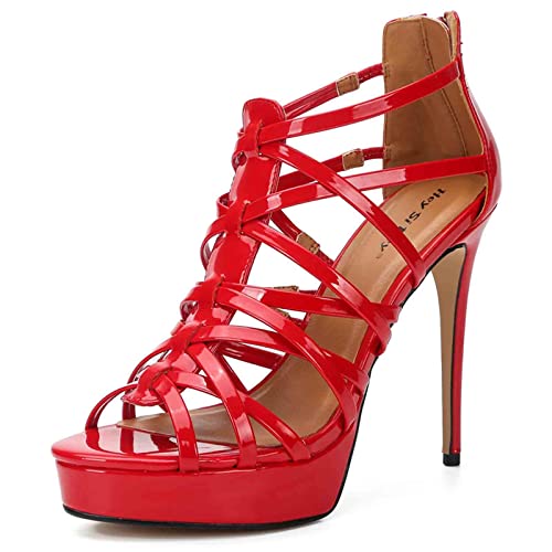 Chaussures habillées bout ouvert avec plateforme et talons aiguilles de 13,5 cm pour femme