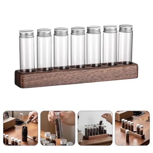 Soporte de madera con 7 tubos de vidrio DECHOUS para almacenar granos de café en cocinas 8