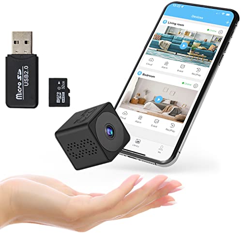 Dealeez Caméra Surveillance + Carte Micro SD 32Go Caméra 1080p sans Fil Enregistrement sur Carte Mémoire ou Visionnage en Direct sur Téléphone Fonctionne avec ou sans WiFi