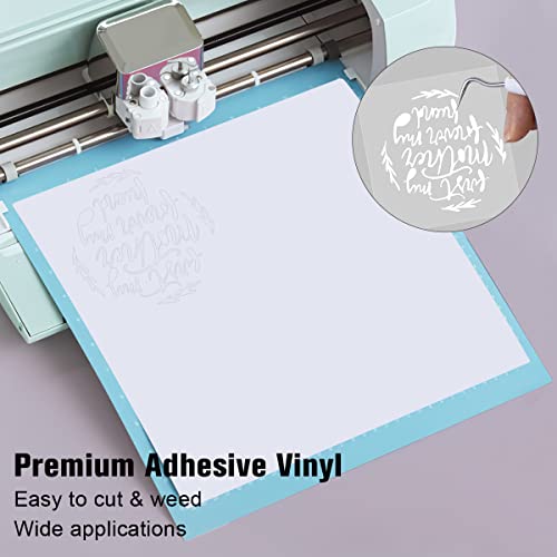 Yrym Ht White Adhesive Vinyl Roll – Permanent Adhesive Vinyl Rolls – 12”X50Ft White Vinyl Sheets For Cricut, Silhouette And Cameo Cutters #TOP2