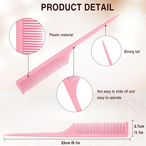 3 Pieces Plastic Rat Tail Comb Pintail Comb Fiber Teasing Comb 9 Inch Styling Comb With Thin And Long Handle For Men Women Girl Salon Home Supplies #TOP1