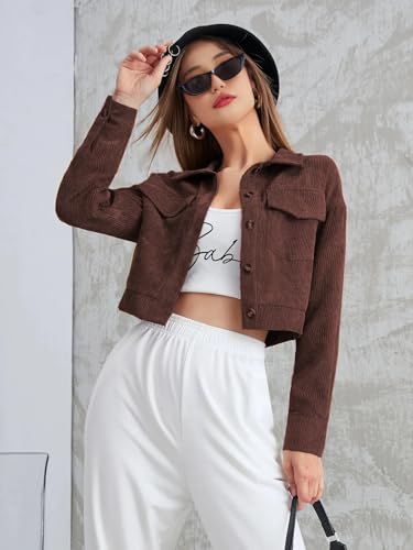 Image of SMOWKLY Womens Casual Cropped Full Sleeve Button Down Korean Style Jacket