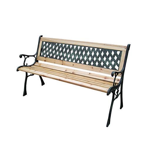 WOODEN/METAL GARDEN PATIO BENCH SEAT OUTDOOR PARK SEATER LATTICE/ROSE FURNITURE UK SELLER