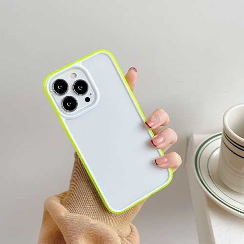 Coque antichoc pour iPhone 14 Pro Max silicone transparent cadre jaune néon