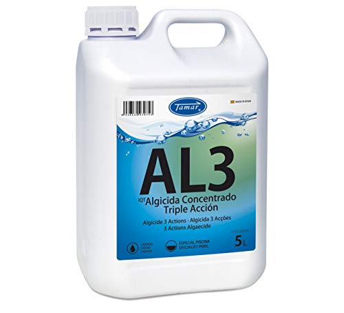 Tamar Algicida 3 Acciones, biocida Especial Piscinas, alguicida no espumante, antialgas preventivo, disolución rápida, acción multiacción 5 litros