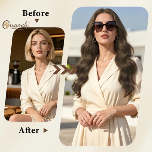 Image of Creamily Long Brown Wigs For Women,22 Inch Body Wave Synthetic Wig With Middle Part, Natural Looking Heat Resistant Fiber Hair Wig For Daily Party Use (Brown,22 Inches)