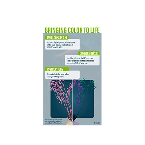 GloFish Red Algae Plant Aquarium Décor, Red Small, Fluorescent Under Blue LED Light