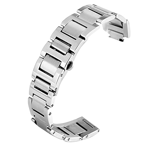 Bracelet de montre en acier inoxydable argenté 11mm maillons chic et fermoir bouton