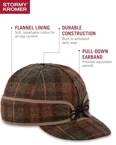 Image of Stormy Kromer The Original Cap, Wool Blend Hat, Warm Winter Outdoor Cap with Flannel Lining, Earflaps, for Men and Women