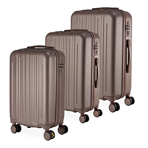 Cj. Malas ABS 3 Pecas P/M/G Rodas 360 - Roncalli Pisa Cor: Rose