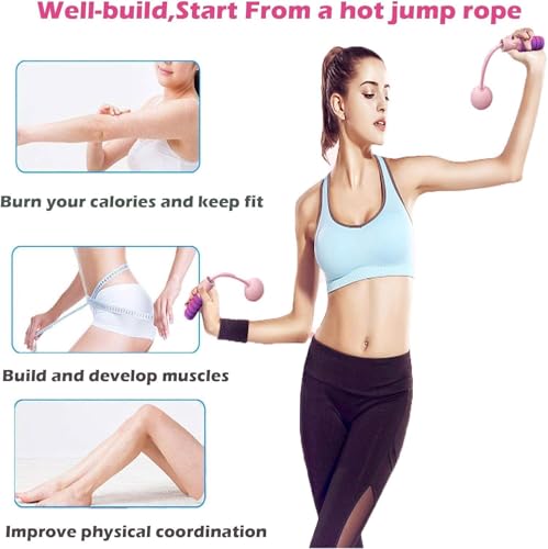 Image of Wireless Cordless Jump Rope for Men & Women - Adjustable Skipping Rope with Weighted Balls | No Tangle Indoor Workout for Cardio, Fat Burn, Weight Loss & Fitness Training (PInk)