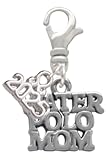 Silvertone Water Polo Mom - Silver-tone Clip on Charm with Mini Year 2025