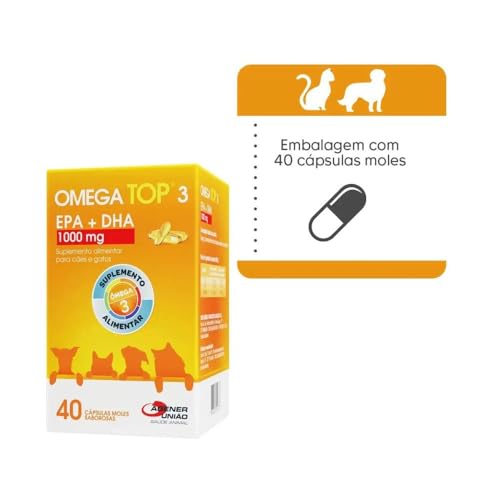 Suplemento Agener Ômega Top 3 para Cães e Gatos com 40 Capsulas - 1000 mg