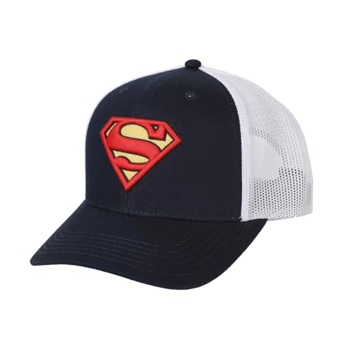Bioworld Superman 3D Embroidered Logo Navy Trucker Hat
