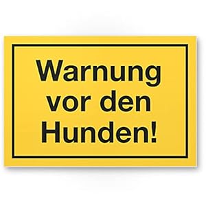Komma Security Warnung vor Hunden – Hunde Kunststoff Schild Hinweisschild Gartentor Gartenzaun – Türschild Haustüre Warnschild Abschreckung Einbruchschutz – Achtung Vorsicht Hund