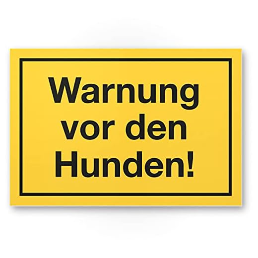 Varning för hundar (gul) – hundplastskylt, skylt trädgårds-/trädgårdsstolpe – dörrskylt husdjur, varningsskylt avskräckande/brottsskydd – respekt/försiktighet hund