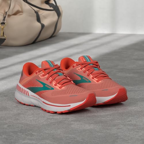 Brooks Women's Adrenaline GTS 22 Supportive Running Shoe - Coral/Latigo Bay/White - 8.5 Medium
