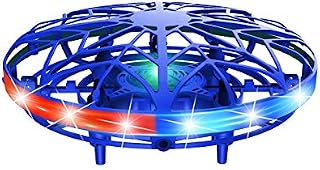 UFO Mini Drone For Kids Flying Saucer Toys Hand Controlled Helicopter Induction Levitation Rechargeable UFO Toys with LED lights Indoor Outdoor Games Toy Gifts for Boys Girls (blue)