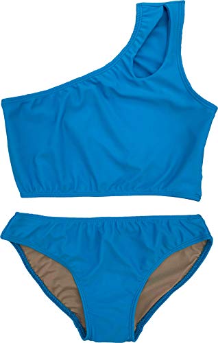Image of Cheryl Creations Kids Girl's Black Cute & Comfortable Two Piece One Shoulder Bathing Suit Bikini | Swimsuit