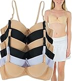 ToBeInStyle Girl's Junior Pack of 6 A Cup Bras with Multi-Style Straps - Basic Colors - 30A