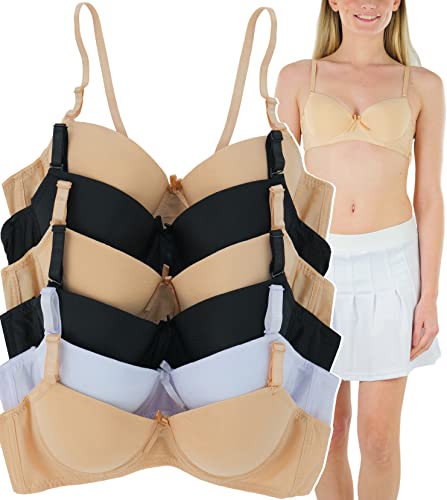 ToBeInStyle Junior Girl & Young Adult Pack of 6 A-Cup Padded Bras